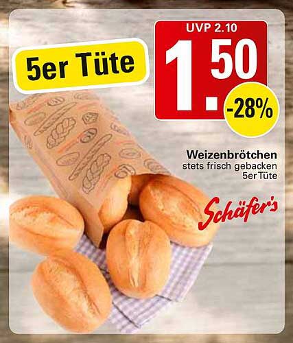 Weizenbrötchen stets frisch gebacken 5er Tüte