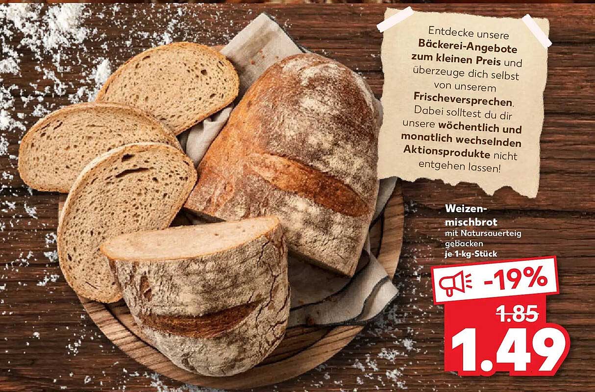 Weizenmischbrot mit Natursauerteig gebacken je 1-kg-Stück