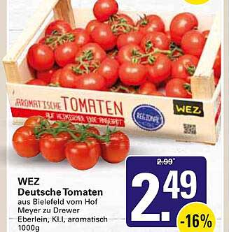 WEZ Deutsche Tomaten aus Bielefeld vom Hof Meyer zu Drewer Erleinen, K.I., aromatisch 1000g