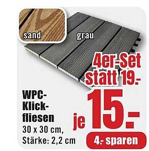 WPC-Klick-fliesen 30 x 30 cm, Stärke: 2,2 cm