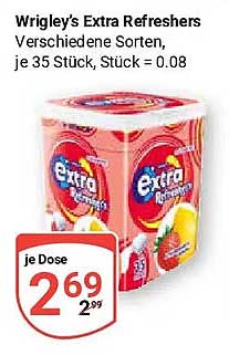 Wrigley's Extra Refreshers Verschiedene Sorten, je 35 Stück, Stück = 0.08