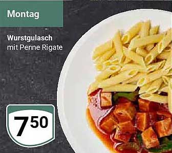 Wurstgulasch mit Penne Rigate