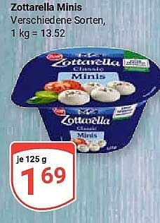 Zottarella Minis Verschiedene Sorten, 1 kg = 13.52