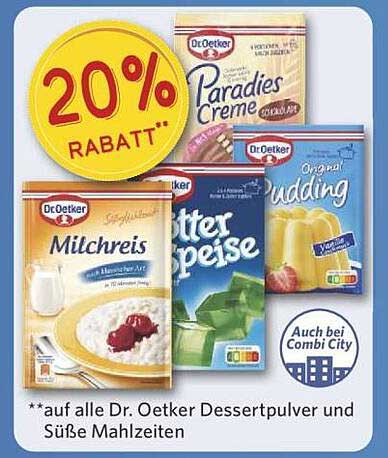 20% Rabatt auf alle Dr. Oetker Dessertpulver und Süße Mahlzeiten