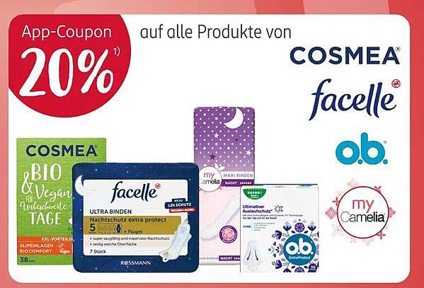 20% Rabatt auf alle Produkte von COSMEA, facelle und ob.
