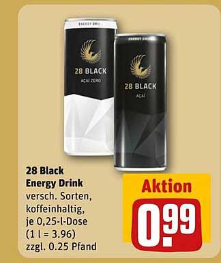28 Black Energy Drink - Verschiedene Sorten für nur 0,99 €