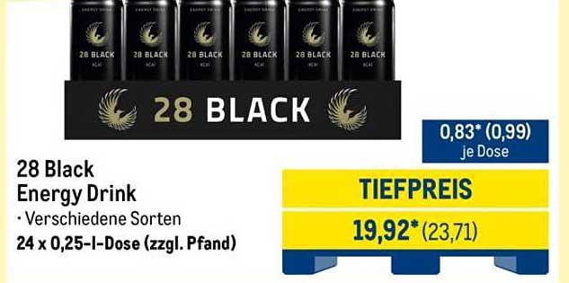 28 Black Energy Drink - Verschiedene Sorten im 24er Paket