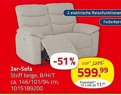 2er-Sofa mit 2 elektrischen Relaxfunktionen