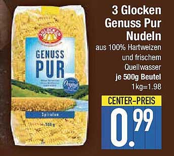 3 Glocken Genuss Pur Nudeln 500g Beutel