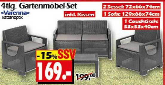 4-tlg. Gartenmöbel-Set »Varenna« Rattanoptik inkl. Kissen