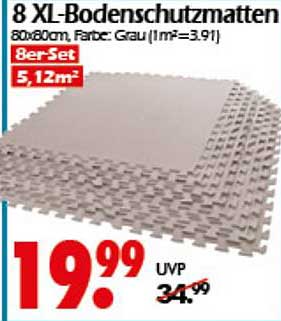 8 XL-Bodenschutzmatten (80x80 cm) in Grau - 8er-Set
