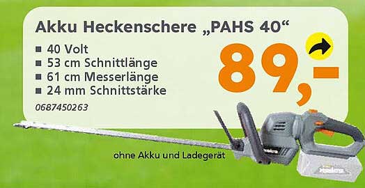 Akku Heckenschere „PAHS 40“
