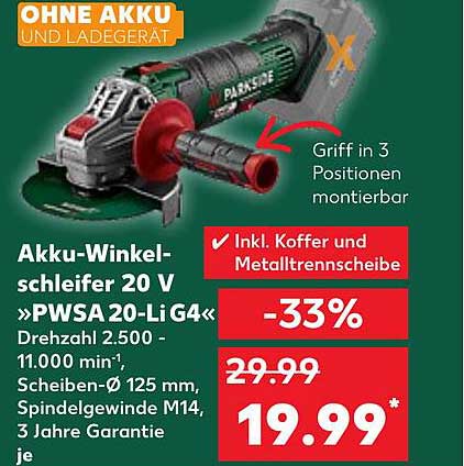 Akku-Winkelschleifer 20 V »PWSA 20-LiG4«
