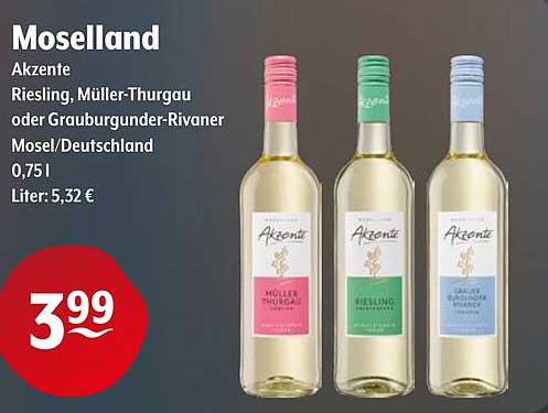 Akzente Riesling, Müller-Thurgau oder Grauburgunder-Rivaner - Mosel/Deutschland 0,75l