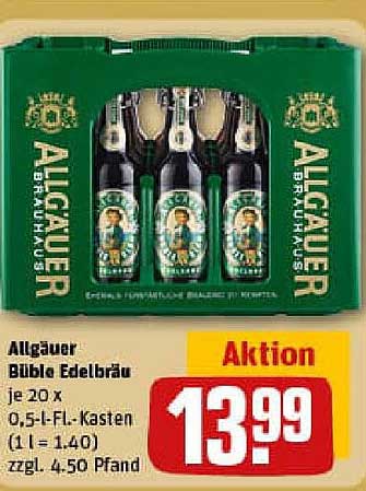 Allgäuer Büble Edelbräu je 20 x 0,5-L-Fl.-Kasten