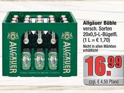 Allgäuer Büble verschiedenste Sorten 20x0,5-L-Bügelfl.