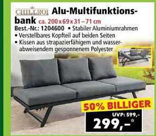 Alu-Multifunktionsbank mit stabilem Aluminiumrahmen