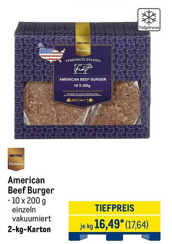 American Beef Burger 10 x 200 g einzeln vakuumiert