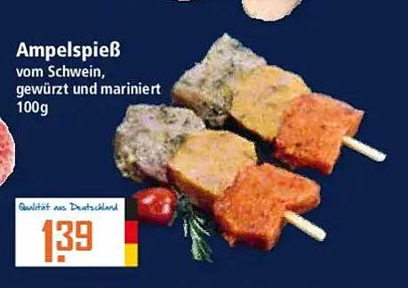 Ampelspiess vom Schwein, gewürzt und mariniert 100g