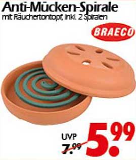 Anti-Mücken-Spirale mit Räuchertontopf, inkl. 2 Spiralen