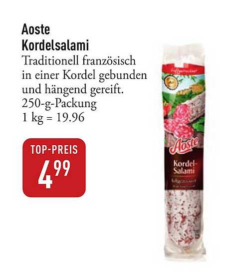Aoste Kordelsalami 250-g-Packung