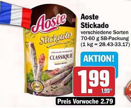 Aoste Stickado verschiedene Sorten 70-60 g SB-Packung