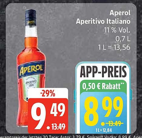 Aperol Aperitivo Italiano 0,7 L - jetzt zum Aktionspreis!