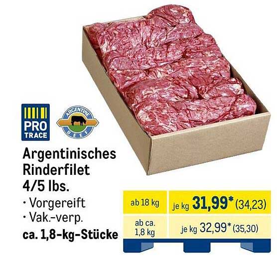 Argentinisches Rinderfilet 4/5 lbs.