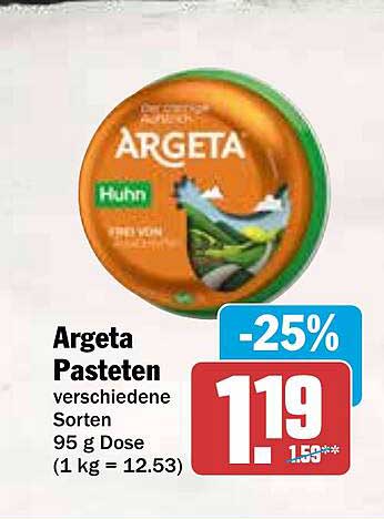 Argeta Pasteten verschiedene Sorten 95 g Dose