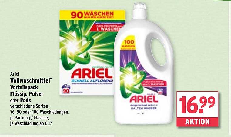 Ariel Vollwaschmittel - Vorteilspack Flüssig, Pulver oder Pods