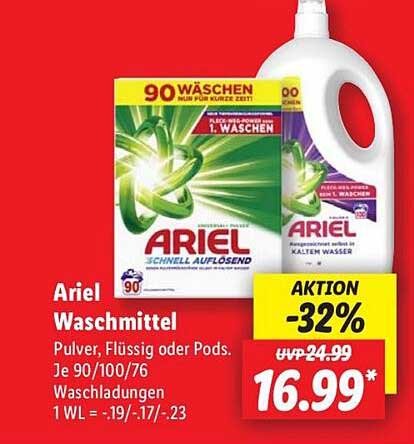 Ariel Waschmittel - Pulver, Flüssig oder Pods