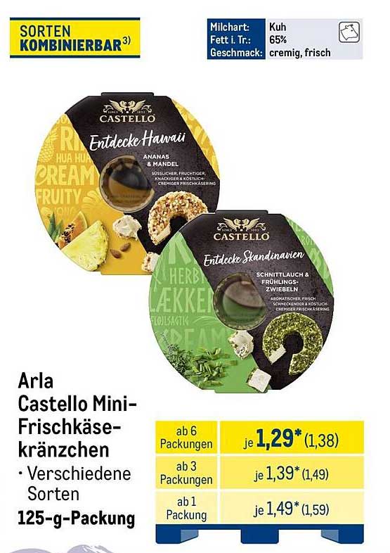 Arla Castello Mini-Frischkäsekränzchen 125-g-Packung