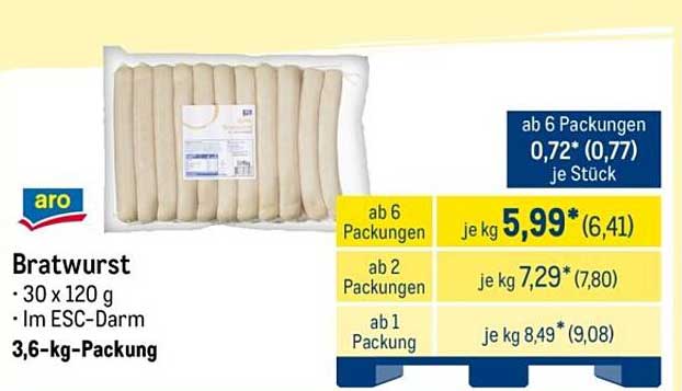 aro Bratwurst 3,6-kg-Packung - Im ESC-Darm