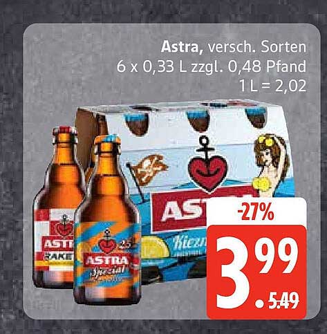 Astra, versch. Sorten 6 x 0,33 L