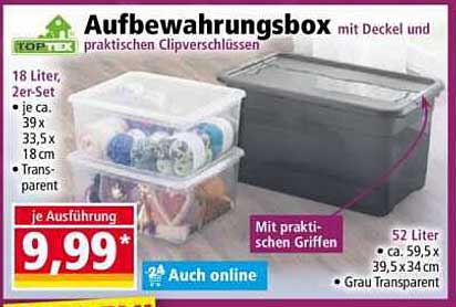 Aufbewahrungsbox mit Deckel und praktischen Clipverschlüssen, 2er-Set