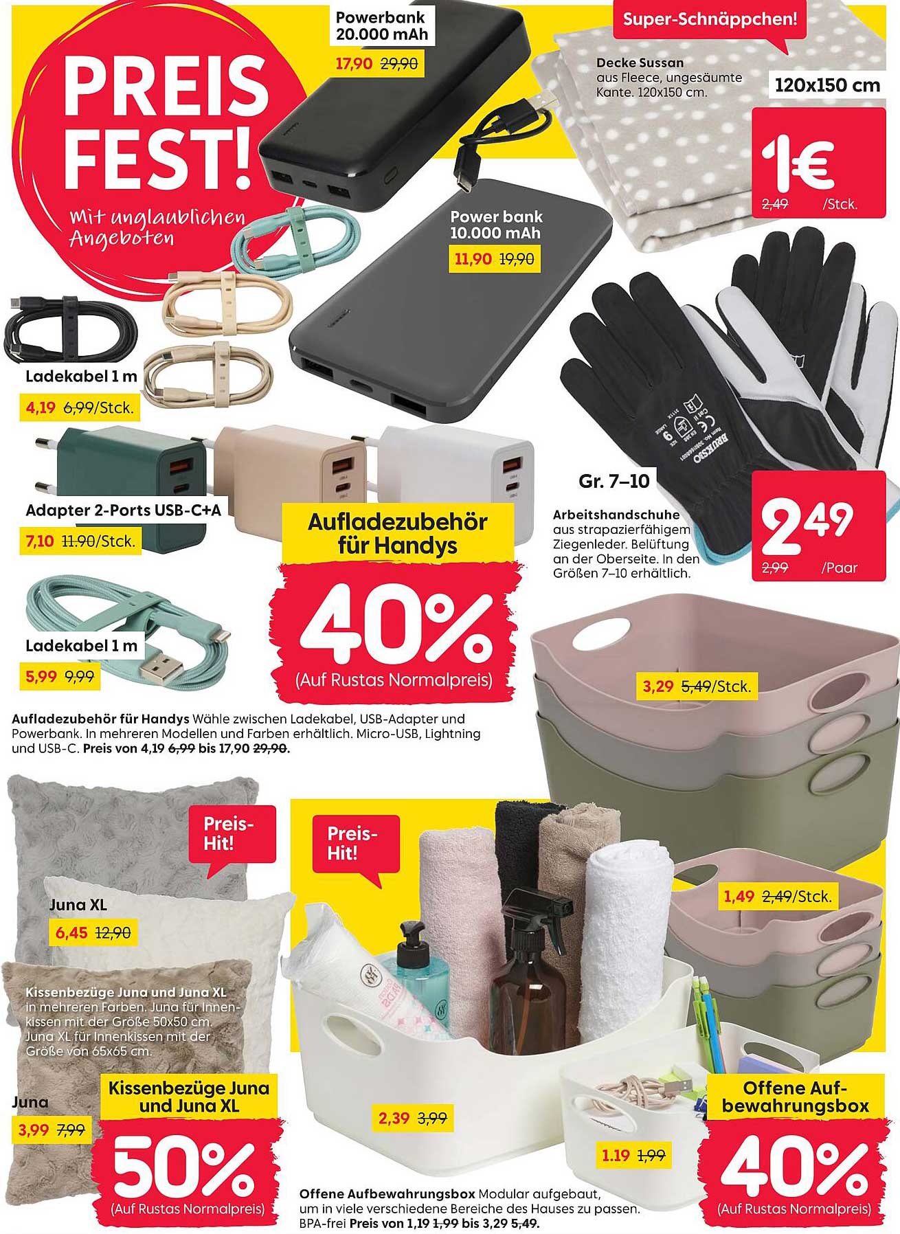 Aufladezubehör für Handys - 40% Rabatt auf Rustas Normalpreise