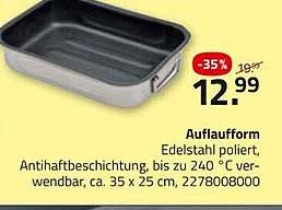 Auflaufform Edelstahl poliert, Antihaftbeschichtung, bis zu 240 °C verwendbar, ca. 35 x 25 cm