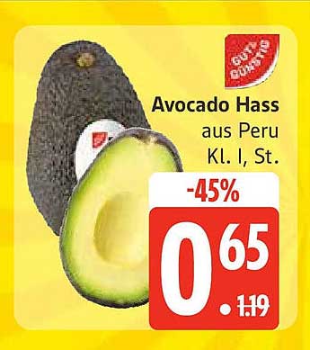 Avocado Hass aus Peru Kl. I, St.