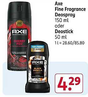 Axe Fine Fragrance Deospray 150 ml oder Deostick 50 ml - Cherry Fizz und Black Vanilla