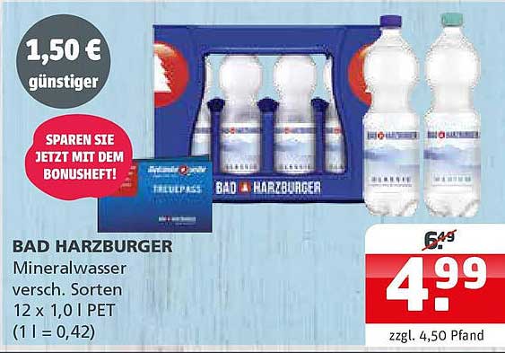 BAD HARZBURGER Mineralwasser versch. Sorten 12 x 1,0 l PET