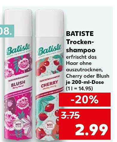 BATISTE Trockenshampoo – Blush oder Cherry je 200-ml-Dose