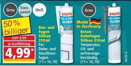 Bau- und Fugen Silikon 310ml - 50% billiger