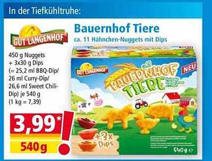 Bauernhof Tiere: 11 Hähnchen-Nuggets mit Dips