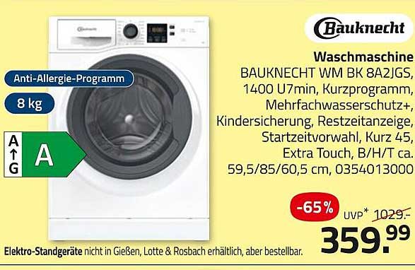 Bauknecht Waschmaschine WM BK 8A2JGS - 8 kg