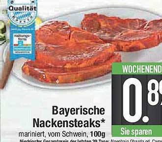 Bayerische Nackensteaks* mariniert, vom Schwein, 100g