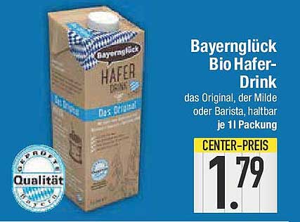 Bayernklück Bio Hafer-Drink - das Original, der Milde oder Barista, haltbar je 1l Packung