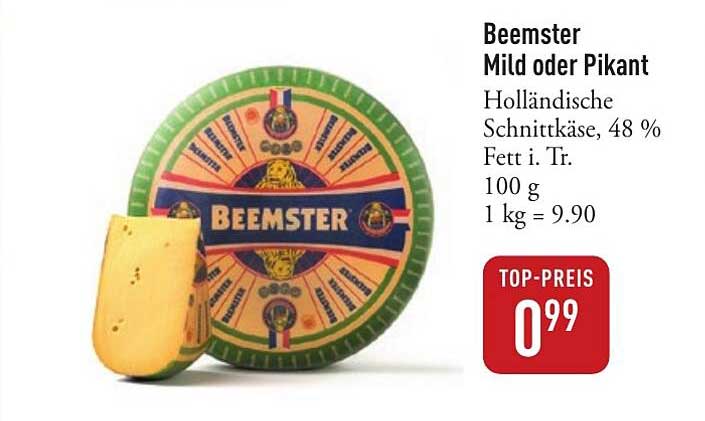 Beemster Milch oder Pikant – Holländische Schnittkäse, 48 % Fett i. Tr.