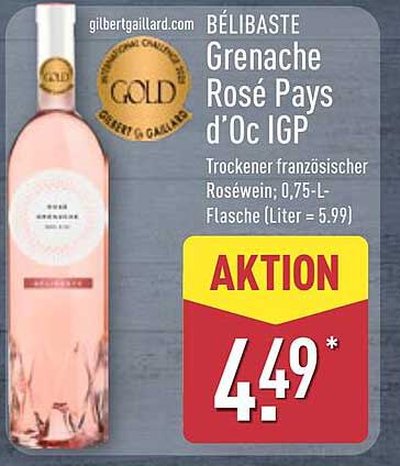 BÉLIBASTE Grenache Rosé Pays d'Oc IGP 0,75 L