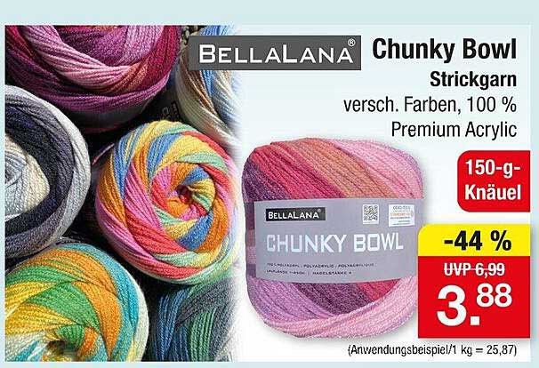 BELLA LANA Chunky Bowl Strickgarn, 150-g-Knäuel, 100 % Premium Acryl