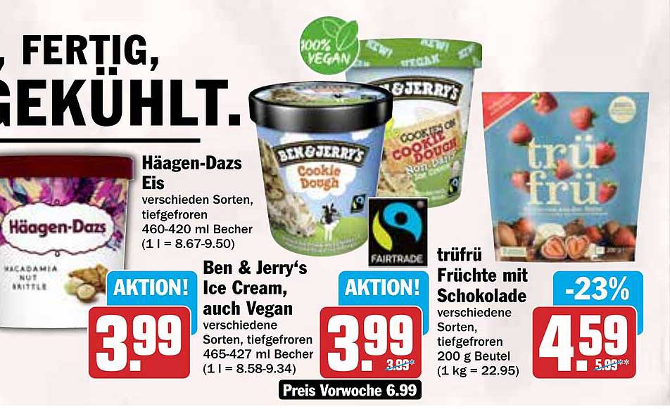 Ben & Jerry‘s Ice Cream, auch Vegan und Häagen-Dazs Eis